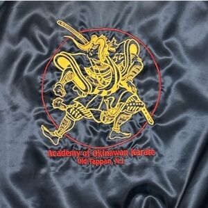 ARISTO JAC Satin Bomber Jacker Embroidered Samurai Art for Karate Studio